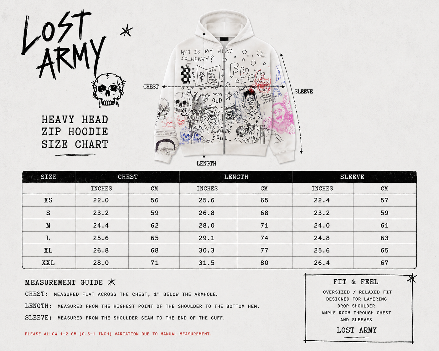 LOST ARMY — “Heavy Head” Zip Hoodie