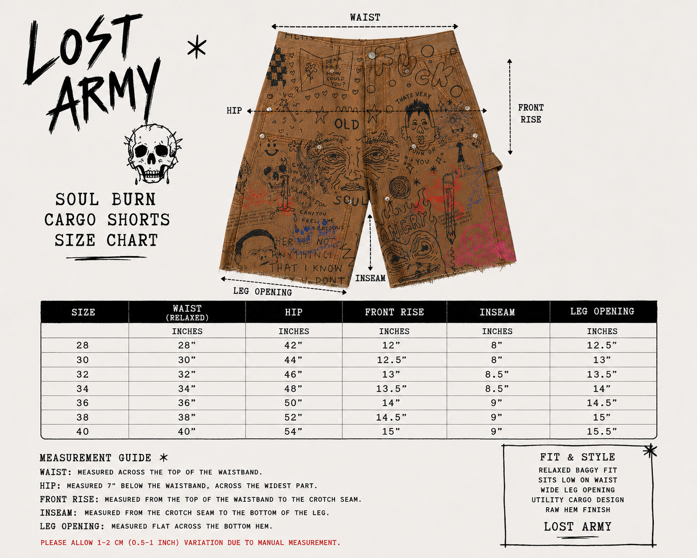 LOST ARMY — “Soul Burn” Cargo Shorts